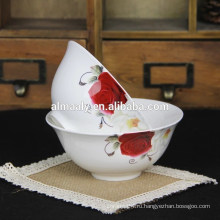 белый цветочный дизайн Керамическая чаша супа 